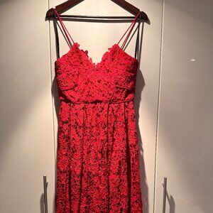 Red Lace Dress with Spaghetti Straps